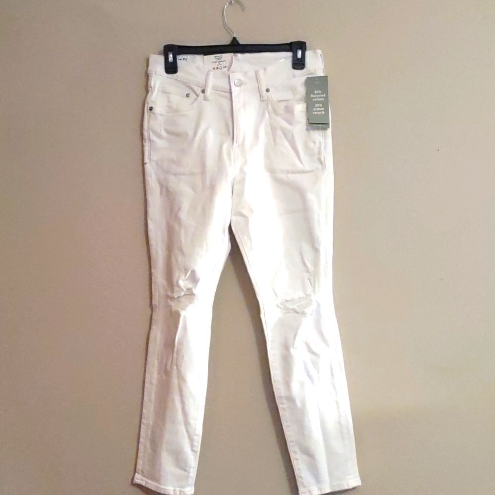 New H&M skinny fit crop stretch Women's 28 waist winter‎ white distressed jeans